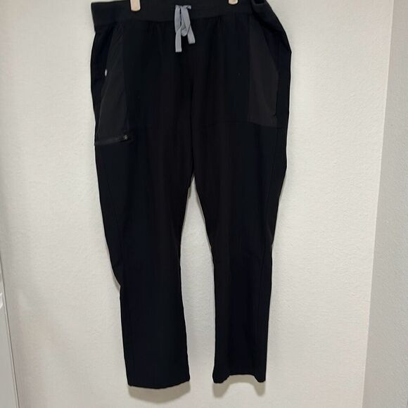 Figs Technical Collection Mens Black Drawstring Elastic Waistband Scrub Pants Si - Picture 1 of 9